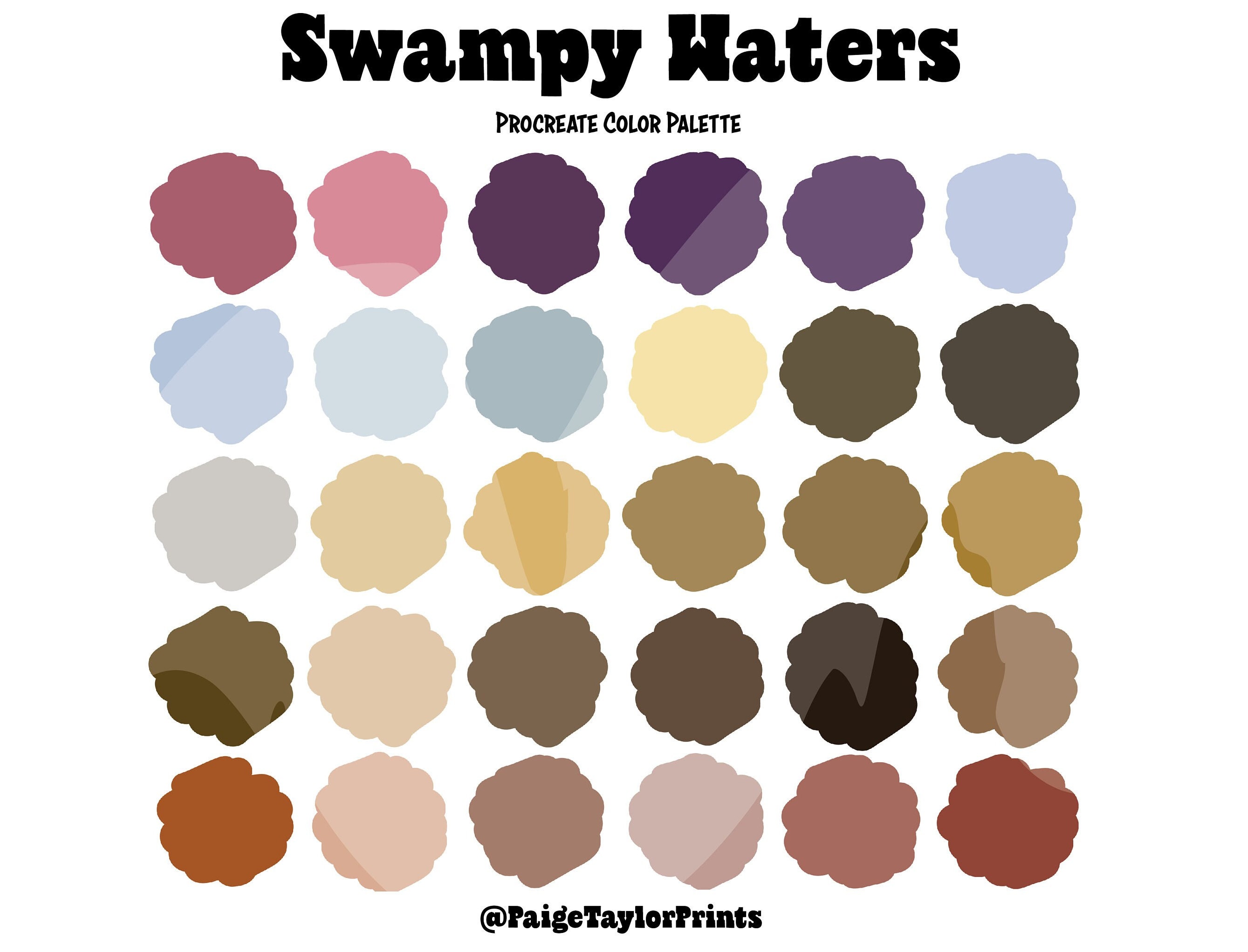 Swampy Waters Procreate Color Palette, Colorful Palette, Color Palette