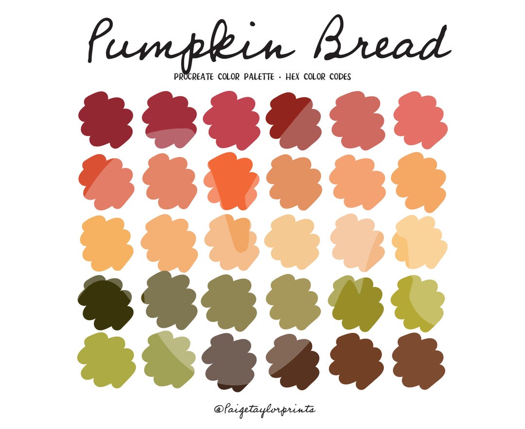 Pumpkin Bread Procreate Color Palette, Colorful Palette, Color Palette ...