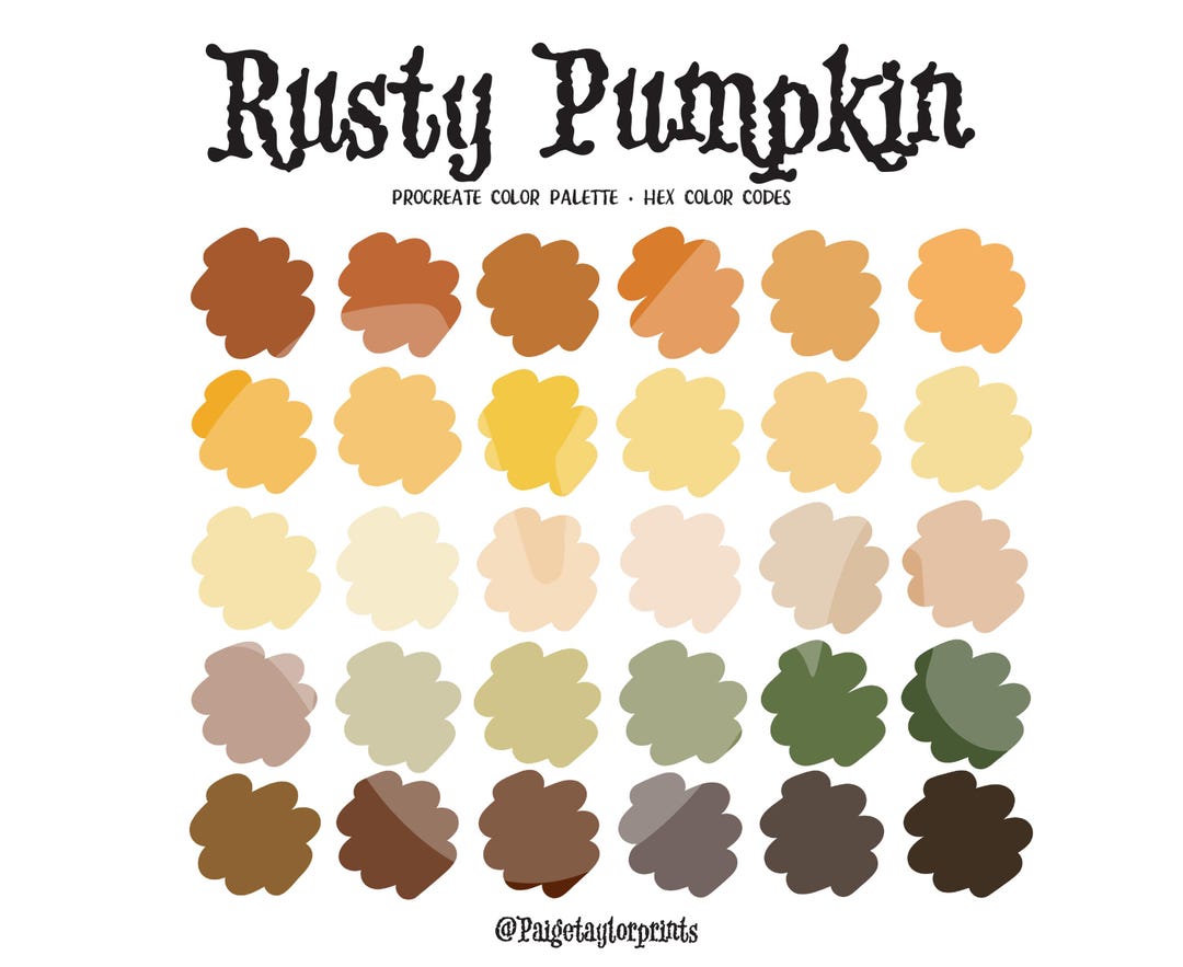 Rusty Pumpkin Procreate Color Palette, Fall Colors, Color Palette ...