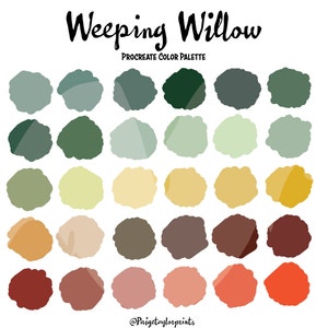 Weeping Willow Procreate Color Palette, Colorful Palette, Color Palette, iPad Pro, Procreate, Hex Color Codes