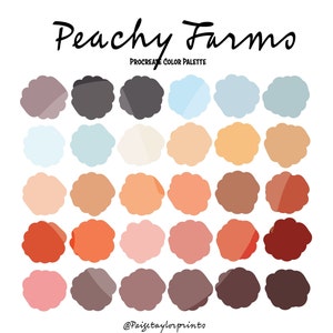Peachy Farms Procreate Color Palette, Colorful Palette, Color Palette, iPad Pro, Procreate, Hex Color Codes