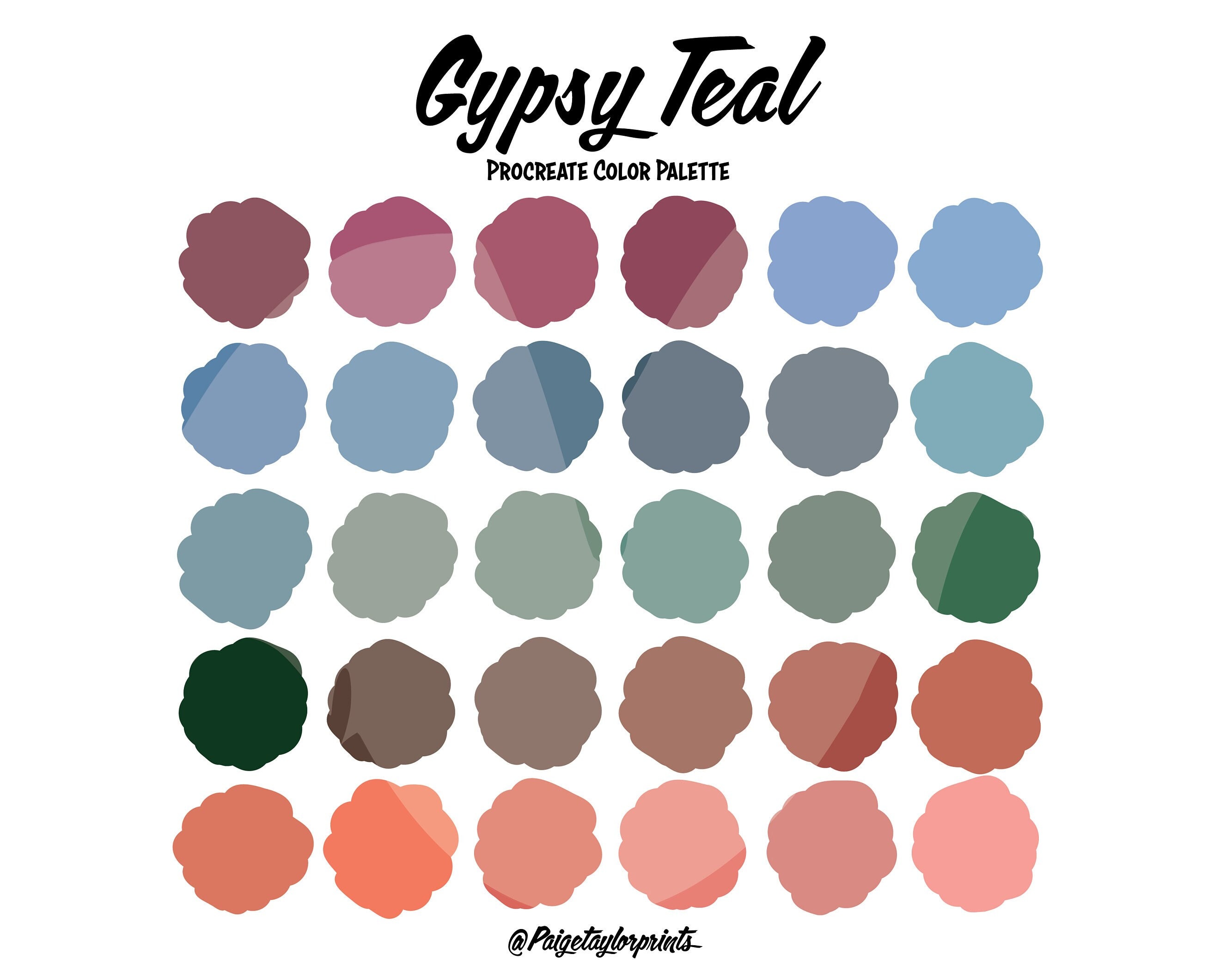 Gypsy Teal Procreate Color Palette, Colorful Palette, Color Palette