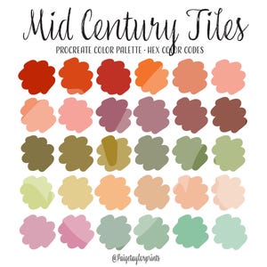 Mid Century Tiles Procreate Color Palette, Colorful Palette, Color Palette, iPad Pro, Procreate, Hex Color Codes, Digital Illustration