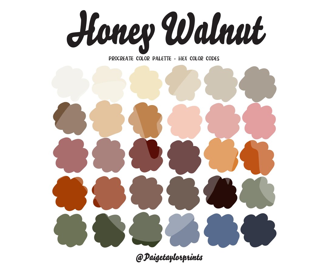 Honey Walnut Procreate Color Palette, Hex Color Codes, Color Combo ...