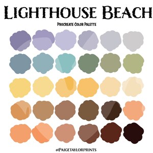 Lighthouse Beach Procreate Color Palette, Colorful Palette, Color Palette, iPad Pro, Procreate, Hex Color Codes