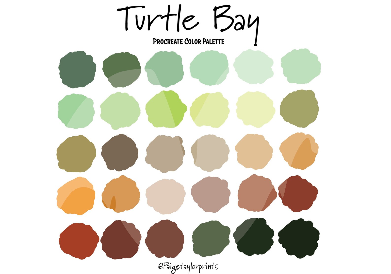 Turtle Bay Procreate Color Palette, Colorful Palette, Color Palette