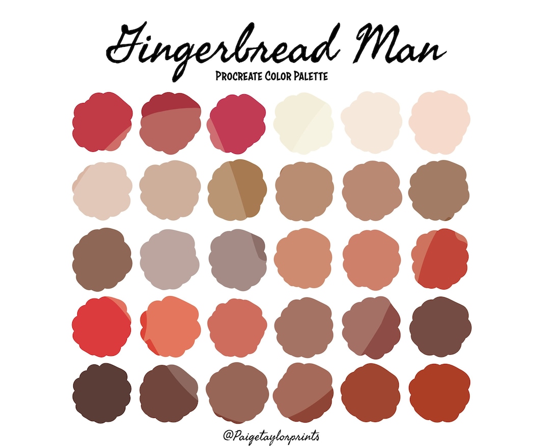 Gingerbread Man Procreate Color Palette, Colorful Palette, Color