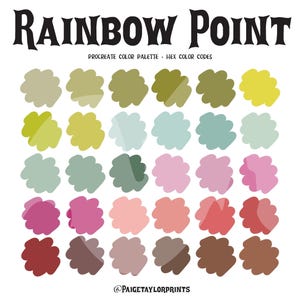 Rainbow Point Procreate Color Palette, Colorful Palette, Color Palette, Procreate, Hex Color Codes, Digital Illustration