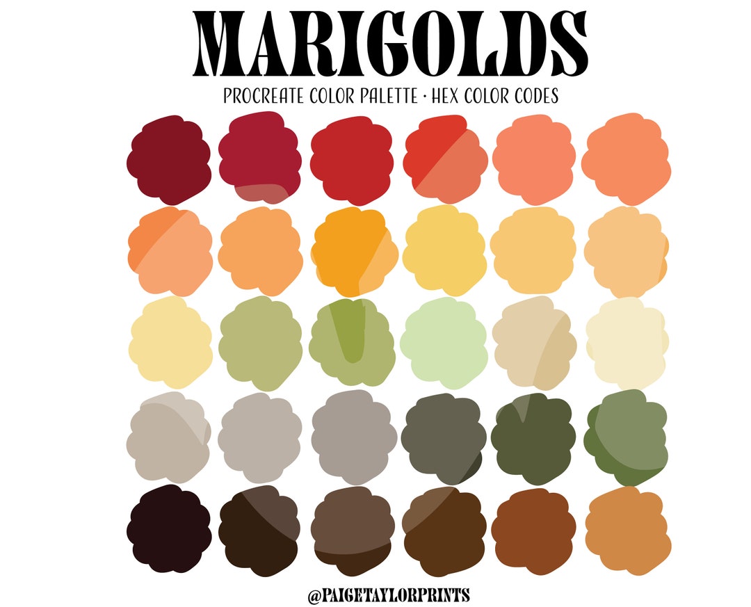 Marigolds Procreate Color Palette, Colorful Palette, Color Palette