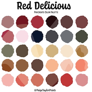 Red Delicious Procreate Color Palette, Colorful Palette, Color Palette, iPad Pro, Procreate, Hex Color Codes