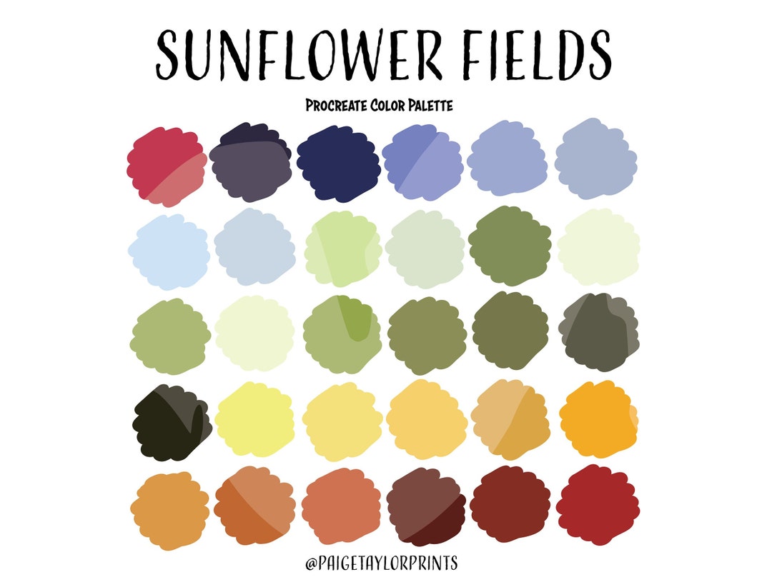 Sunflower Fields Procreate Color Palette, Color Palette, iPad Pro