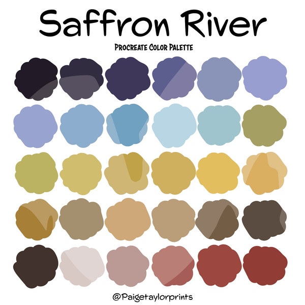 Saffron River Procreate Color Palette, Colorful Palette, Color Palette, iPad Pro, Procreate, Hex Color Codes