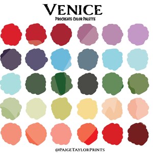 Venice Procreate Color Palette, Colorful Palette, Color Palette, iPad Pro, Procreate, Hex Color Codes