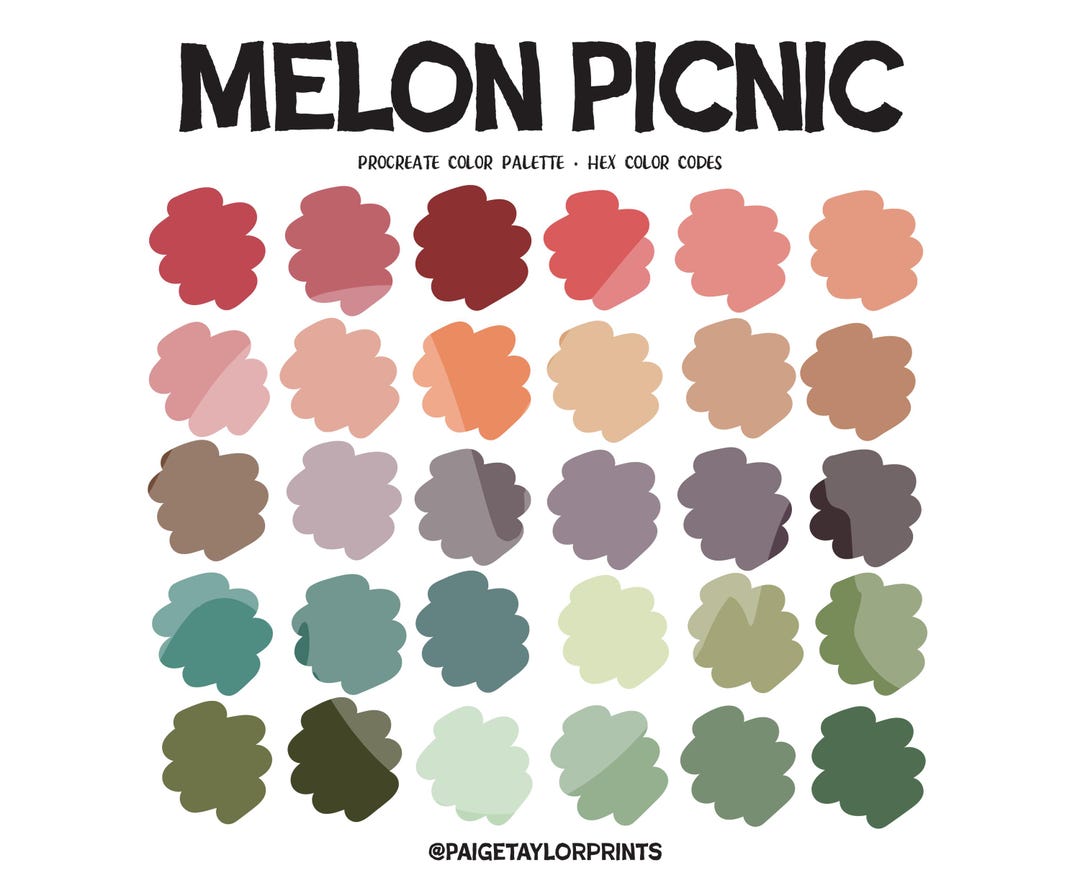 Melon Picnic Procreate Color Palette, Colorful Palette, Color Palette ...