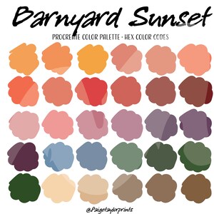 Barnyard Sunset Procreate Color Palette, Colorful Palette, Color Palette, iPad Pro, Procreate, Hex Color Codes