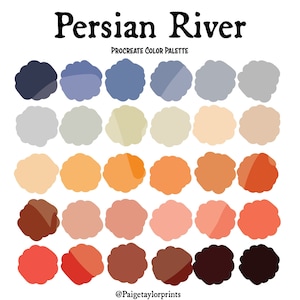 Persian River Procreate Color Palette, Colorful Palette, Color Palette, iPad Pro, Procreate, Hex Color Codes