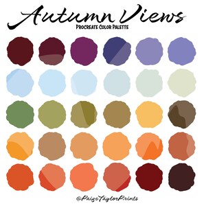 Autumn Views Procreate Color Palette, Colorful Palette, Color Palette, iPad Pro, Procreate, Hex Color Codes