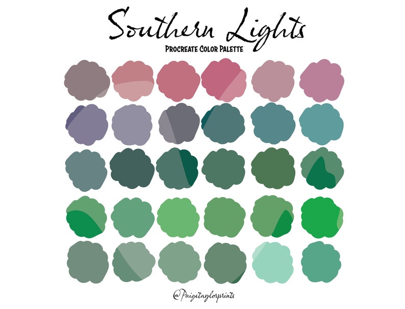 Southern Lights Procreate Color Palette, Colorful Palette, Color