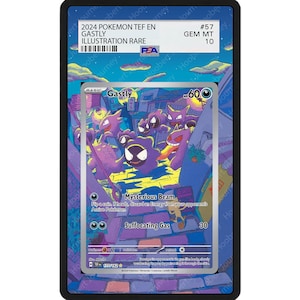 Gastly TEF - Vitrine graduée personnalisée pour cartes Pokémon artistiques étendues pour PSA