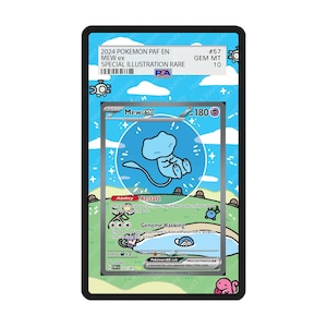 Mew SIR Paldean Fates/Shiny Treasure, arte estendida personalizada, cartas Pokémon, vitrine com classificação para PSA
