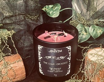 Star-Crossed Crystal Candle, Night Jasmine Rose, Dark Academia Bookish Gift booklovers