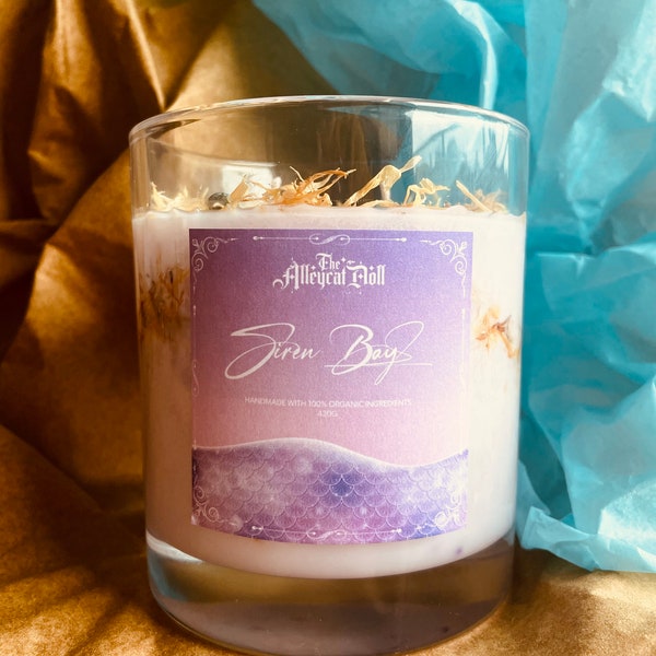 Siren Bay: Magical Mermaid-Inspired Soy Candle-tranquility candle-calming candle-mermaid candle-summer candle- scented candle- handmade-