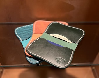 Vegetable tanned leather - Handcrafted Leather Bifold Wallet: Slim Minimalist Cardholder - gift for him, gift for her, gift for dad