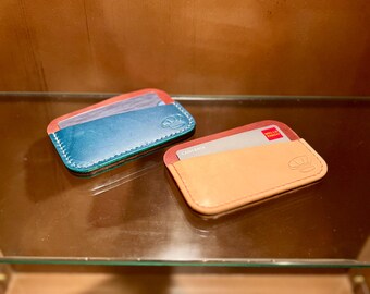 Leather Card Holder: Slim Minimalist Wallet - 3 pocket - edc