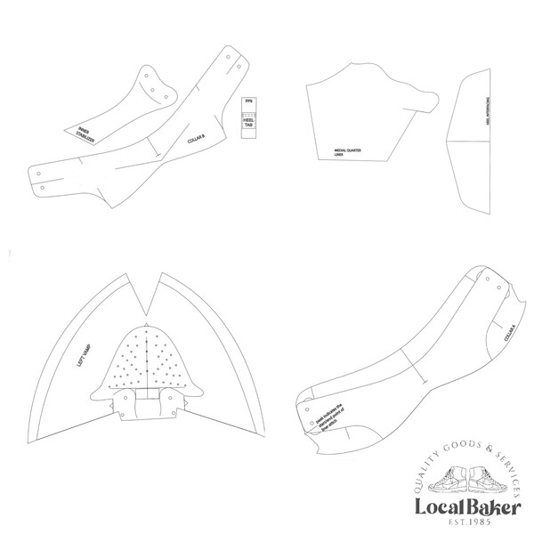 Jordan 1 shoemaking pattern - Size US9 - 1985 build - digital download pdf file. craft your own - shoe cobbler - bespoke sneakers - handmade