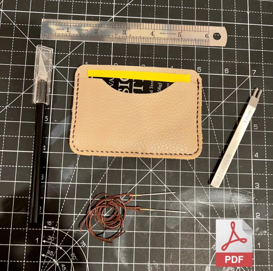 Leather Card Wallet PDF Pattern: Minimalist DIY Template (4.25x3 ...