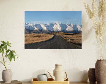 New Zealand Mountain Road Photography Print: Otago Landscape Wall Art (Digital Download)