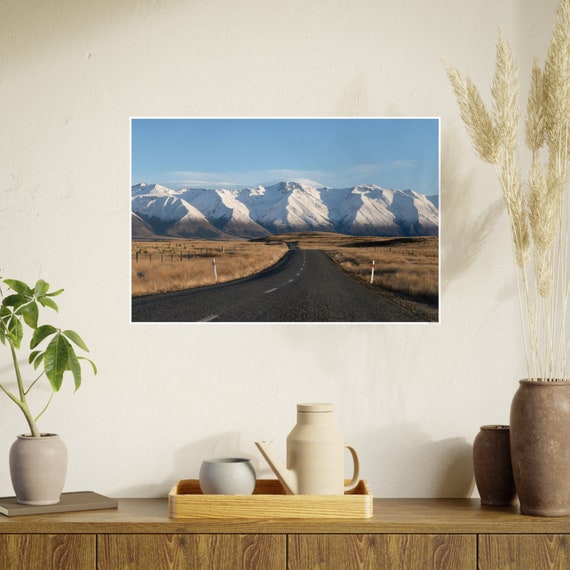 New Zealand Mountain Road Photography Print: Otago Landscape Wall Art (Digital Download)