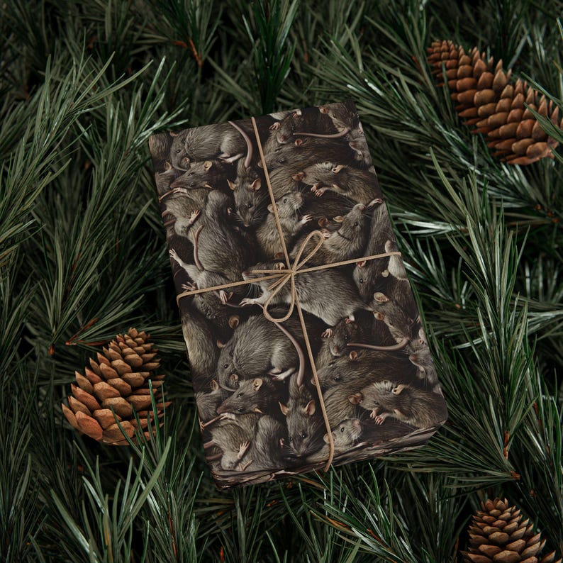 Rat Pattern Wrapping Paper, Vermin Lover Gift Packaging image 9