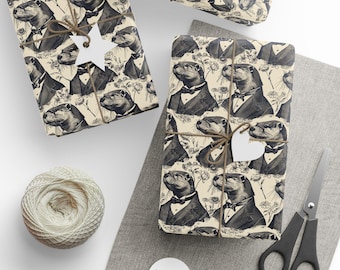Otter Tuxedos Wrapping Paper, Animal Lover Gift Wrap