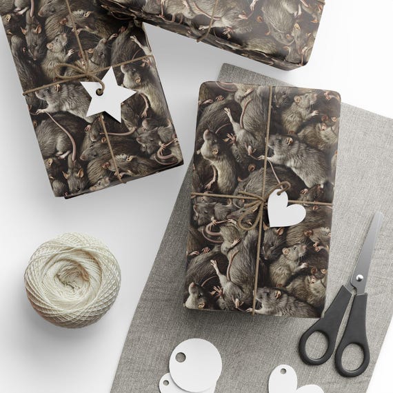 Rat Pattern Wrapping Paper, Vermin Lover Gift Packaging