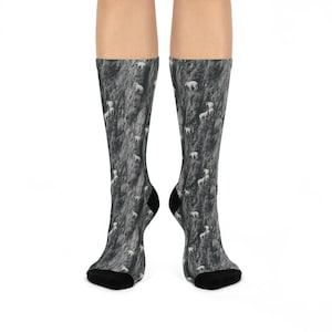 Mountain Goats Cushioned Crew Socks Animal Lover Gift Goat Herd Socks Unique Foot Hosiery Gift For Dad