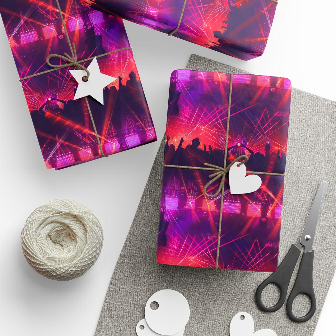 Neon Rave Pattern Rave Laser Pattern Wrapping Papers | Neon EDM Party Wrap - Etsy