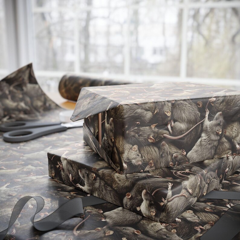 Rat Pattern Wrapping Paper, Vermin Lover Gift Packaging image 10