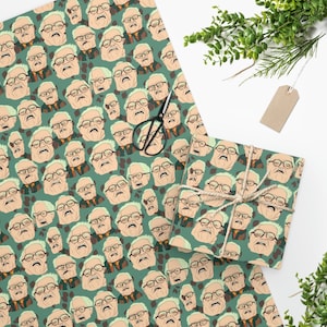 Muecas cómicas: papel de regalo de dibujos animados caprichosos con caras rebeldes para un toque divertido y único