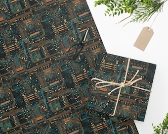 Papel de regalo con diseño de circuito impreso – Papel con estampados de tecnología geek