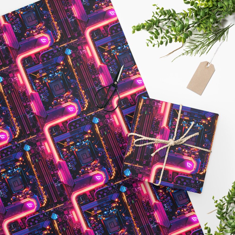 Cyberpunk Motherboard Wrapping Paper Tech Gift Wrap Computer Dork ...