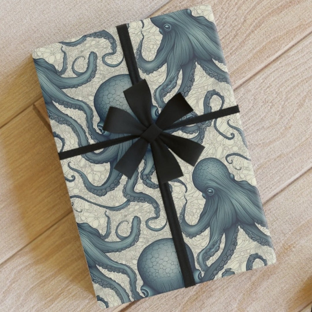 Oceanic Octopus Gift Wrapping Paper Rolls Octopus Gift Wrap Etsy