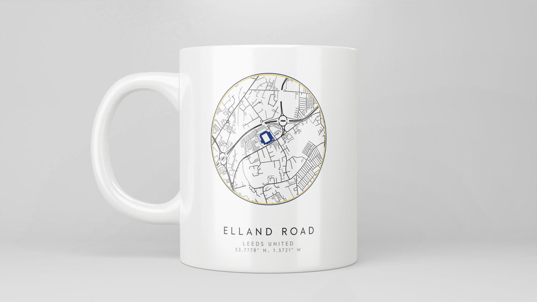 Elland Road Stadium Map Mug Leeds Gifts Perfect Gift for Leeds Fans