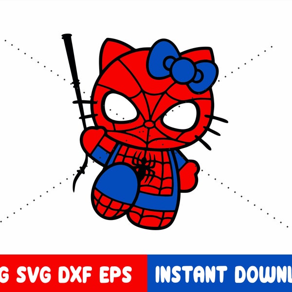 Spider-Man Kitty Svg, Spider-Man Svg Cut Files for Cricut, Spider Man Clipart, Spiderman SVG, Hero Svg, Marvel svg, Kawaii Kitty Svg