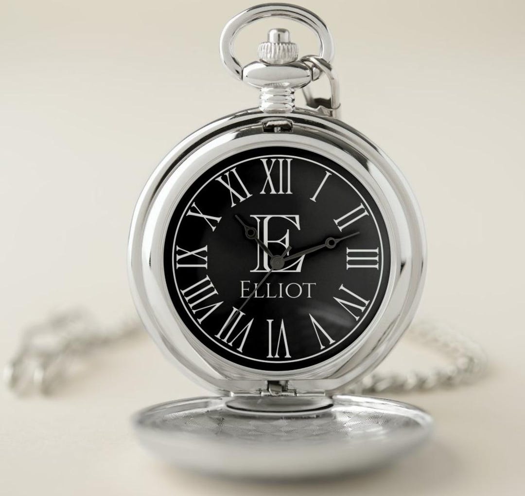 Monogram Name Pocket Watch- Custom Letter and Name - Etsy