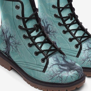 marbled turquoise witchy festival boots, witchy boots, vegan leather boots