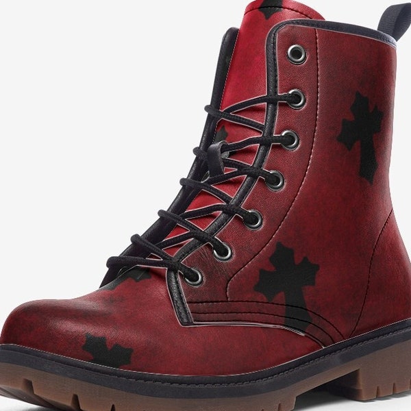 Gone Goth red vegan leather boots