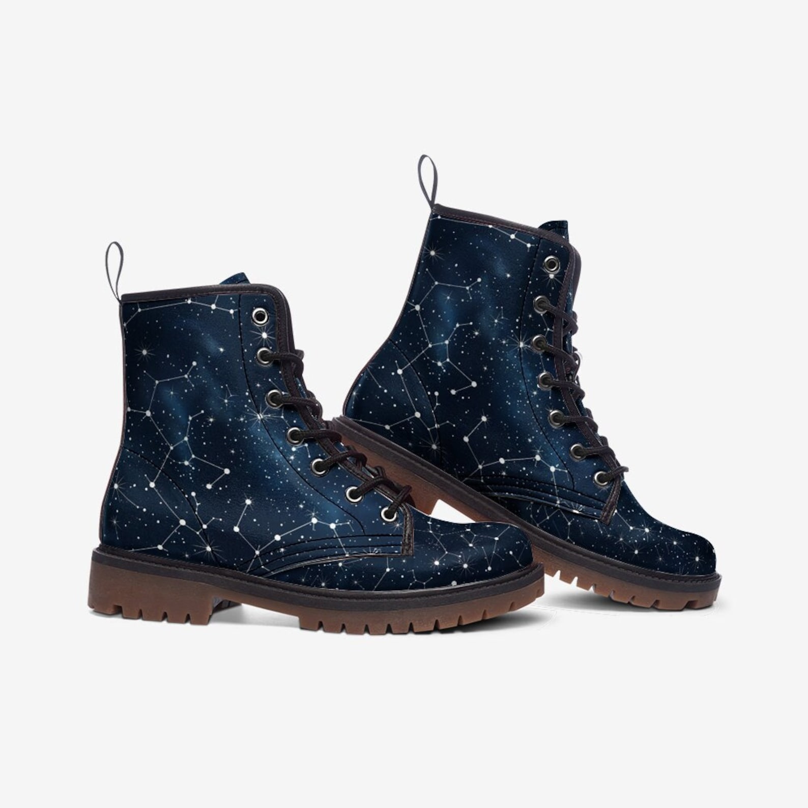 Celestial Print Pattern Men Women Leather Boots