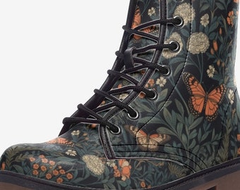 Whimsical Monarch butterfly cottage core festival vegan leather boots