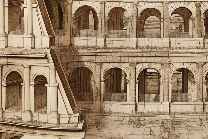 Colosseum Blueprint Poster - Etsy
